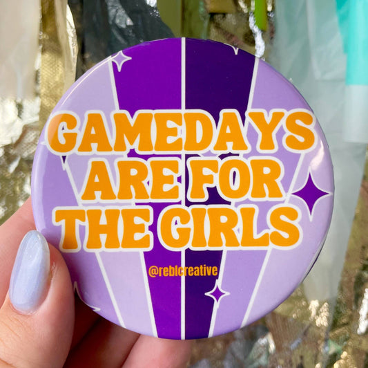 Gameday Girls - Purple & Yellow - Game Day Button