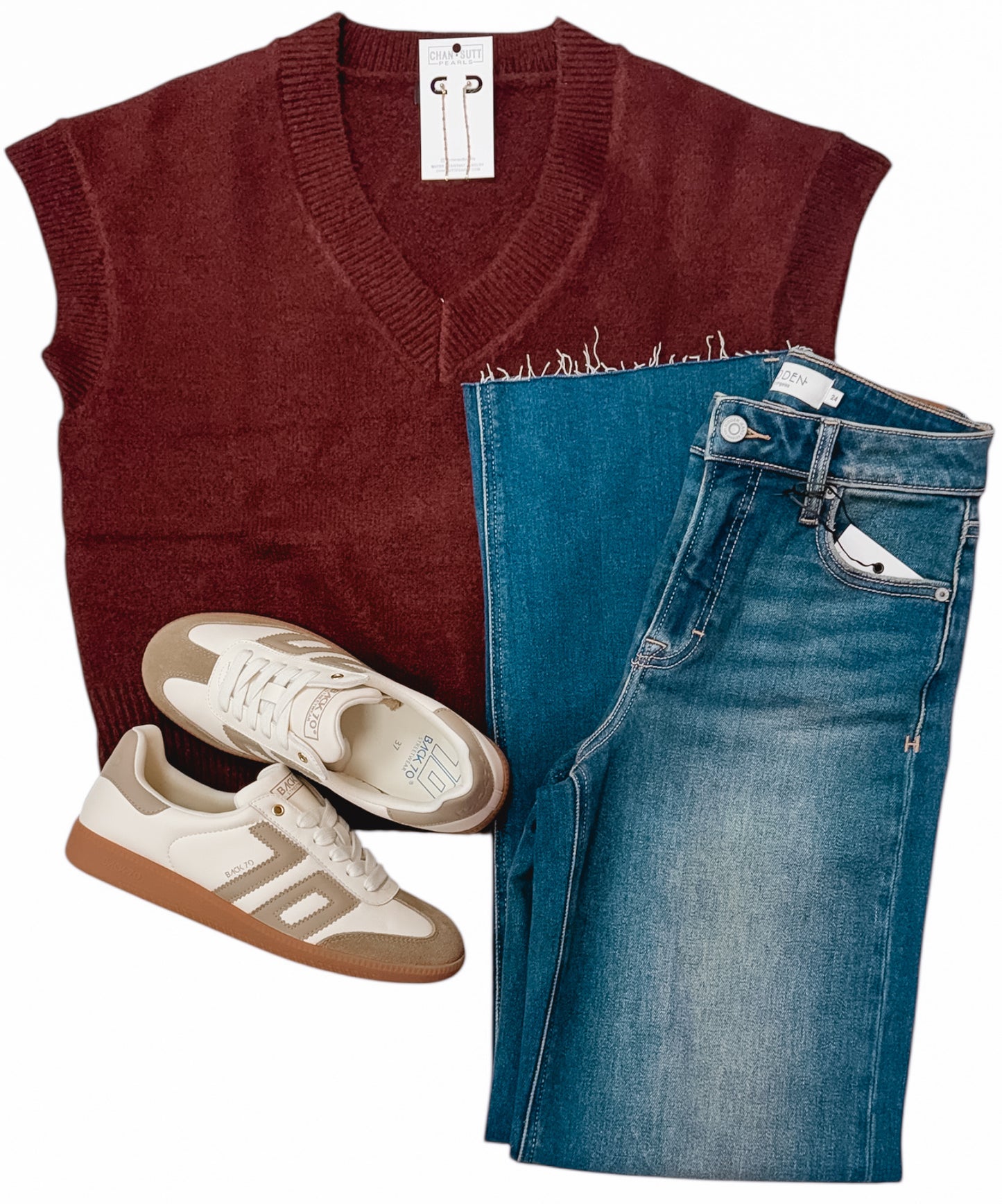 Red Wood Vneck Pullover Sweater Vest