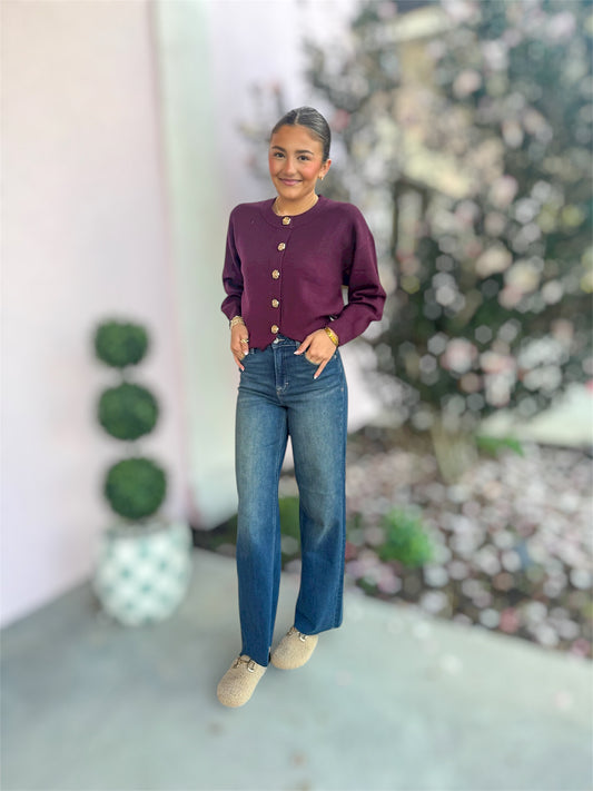 Wine & Dine Rose Cardigan Sweater