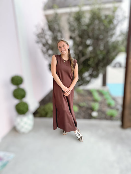 Simply & Sweet Brown Maxi Dress