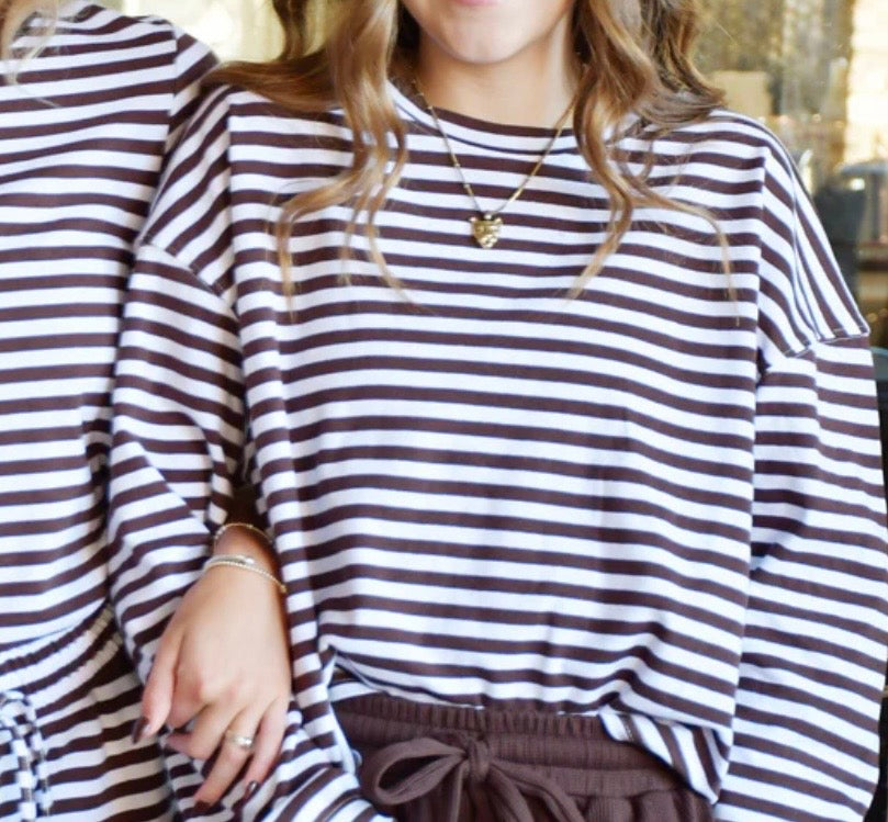 LuLu Mac Striped Top Brown