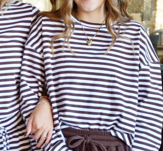 LuLu Mac Striped Top Brown