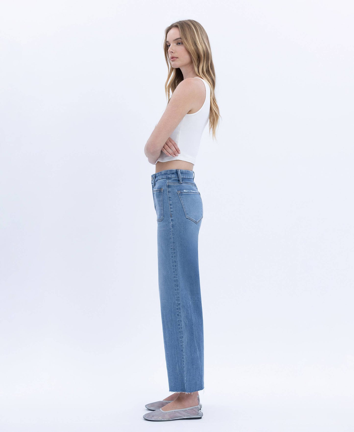 Serene HR Crop Wide Leg Denim