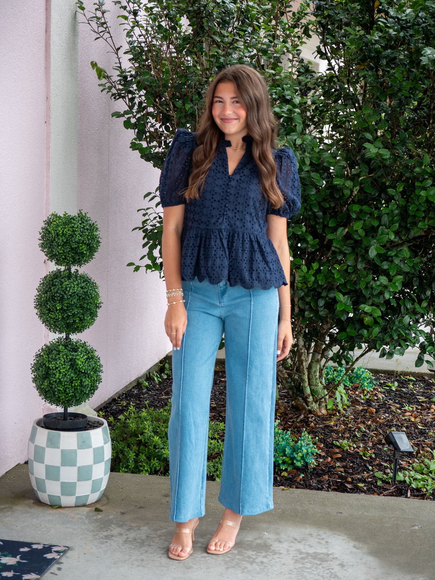 A Sweet Squeeze Navy Eyelet Blouse