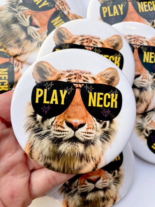 Starry Eyed Tiger - Play Neck - Game Day Button