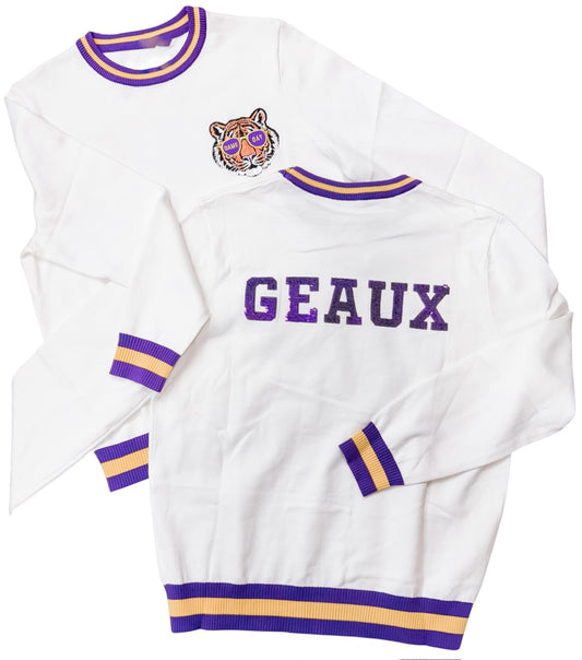 GEAUX Game Day Sequin Tiger Sweater 