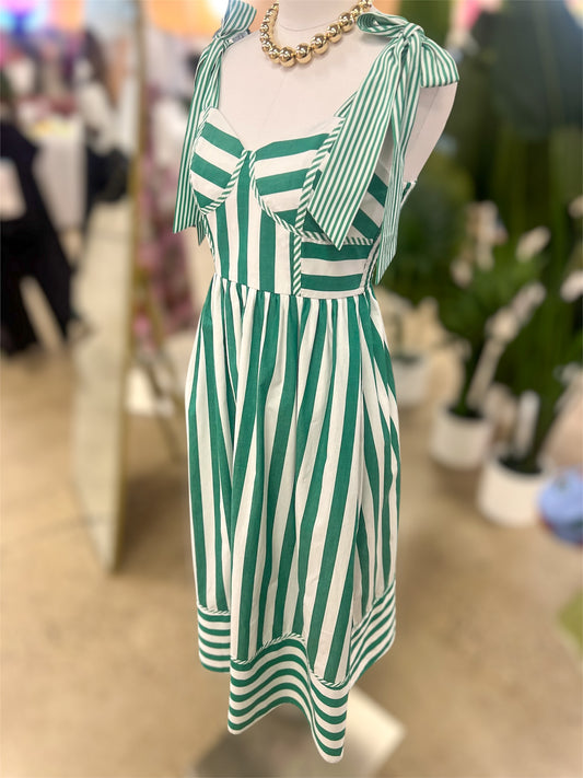 Riley Striped Dress in Green