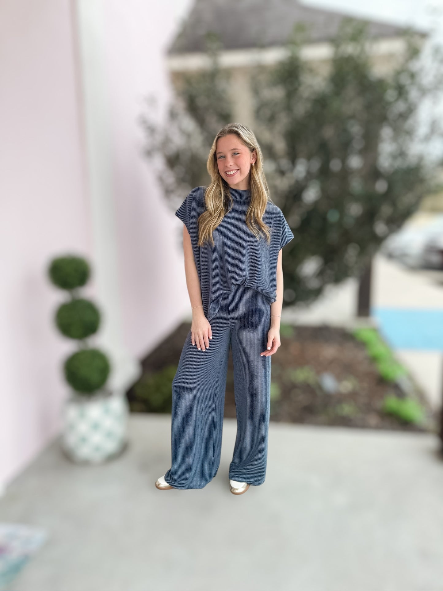 Must Have Ribbed Pant Set in Navy