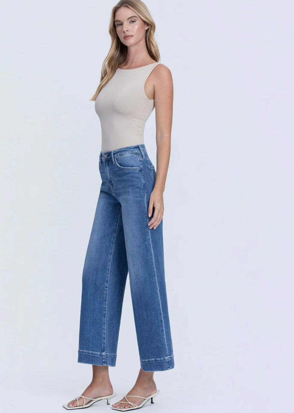 Let It Rain High Rise Crop Wide Trouser