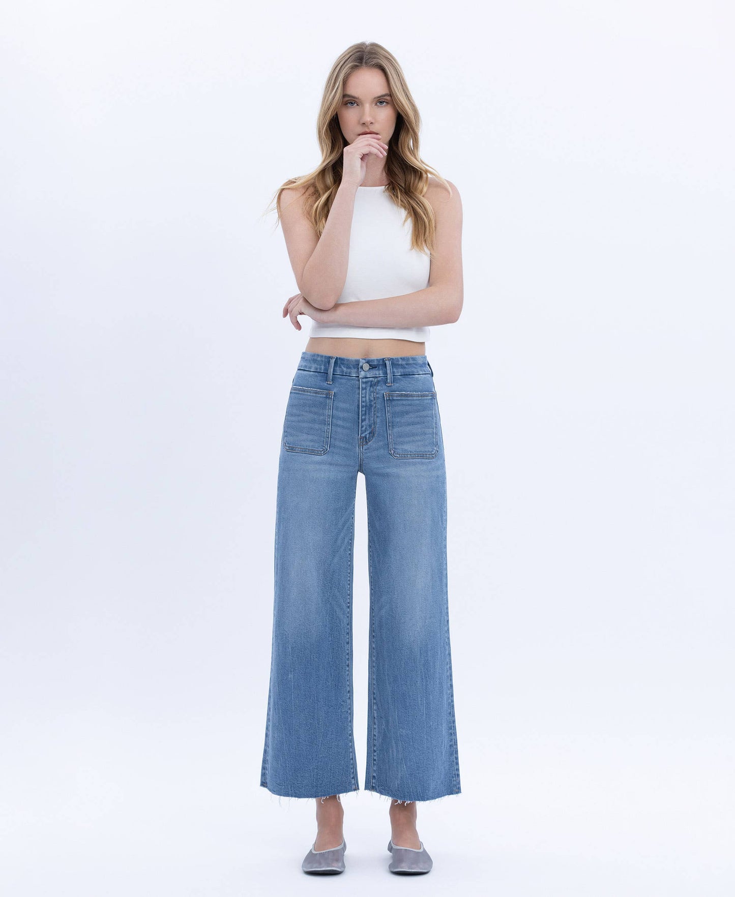 Serene HR Crop Wide Leg Denim