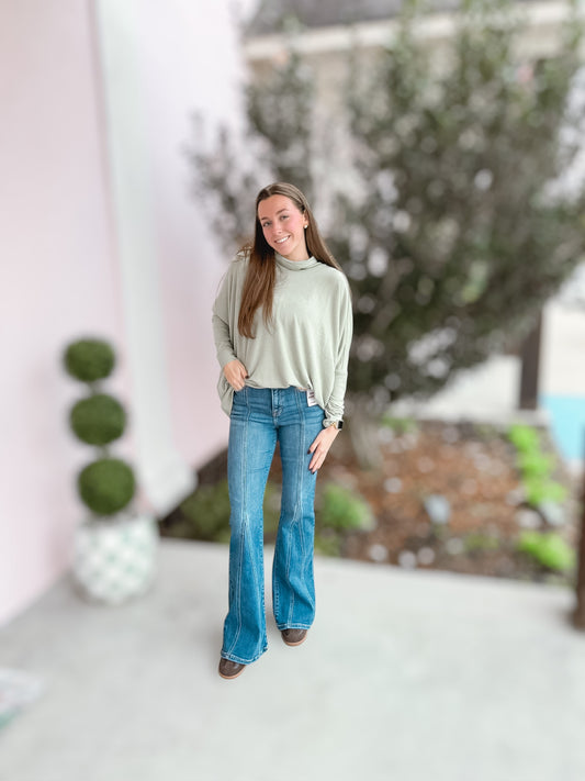 Perfect Balance Sage Green Mock Neck Sweater