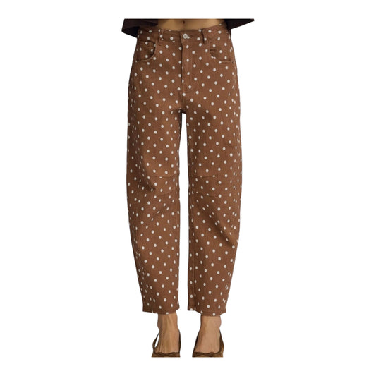 Millie Brown Polka Dot Barrel Pants