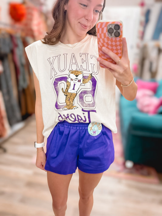 Purple Gameday Cotton Shorts