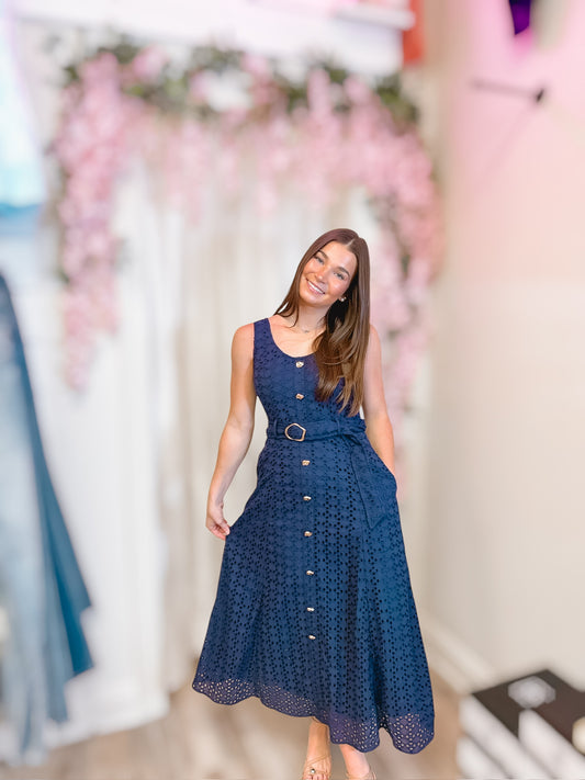 Whispering Navy Willow Dress