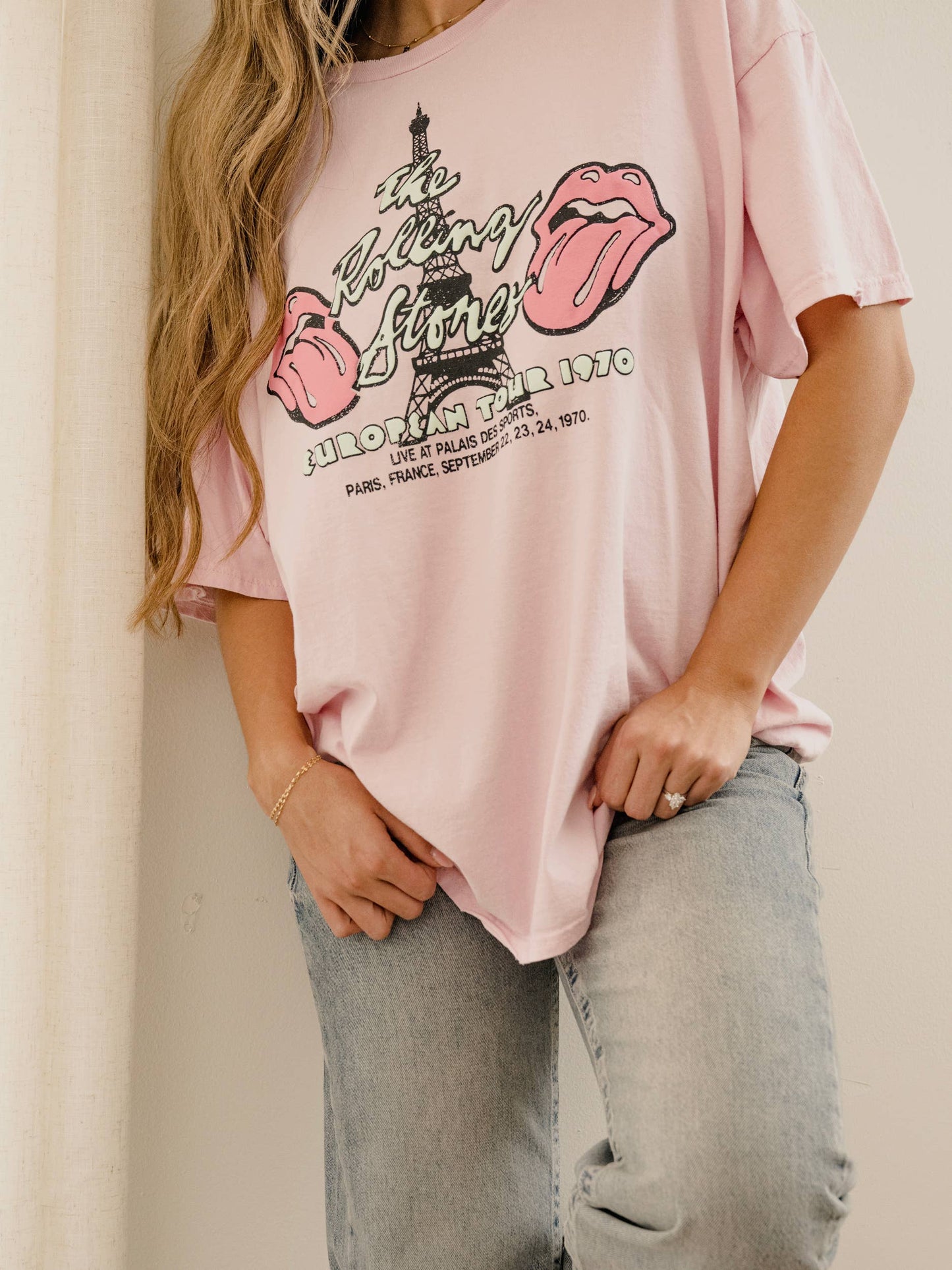 Rolling Stones Paris Puff Ink Pink Thrifted Graphic Tee