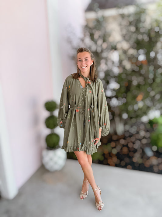 Olive Wildflower Dress