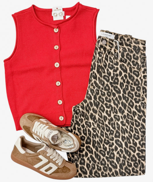 Cute As A Button Red Sweater Vest