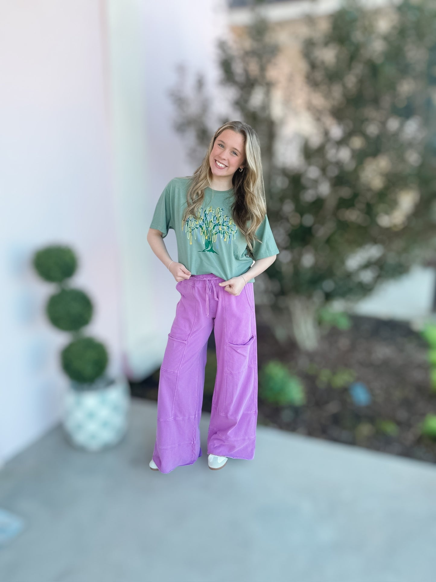 Orchid Mineral Washed Terry Knit Pants