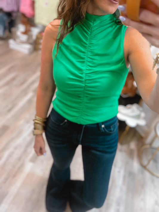 Shared With You Green Ruched Top