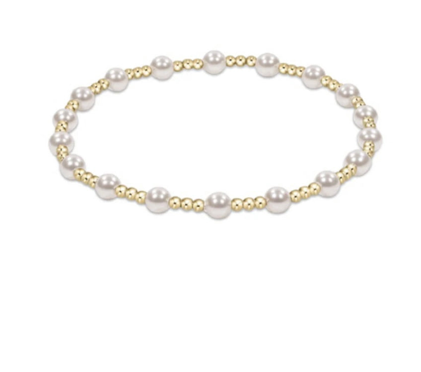 Classic Sincerity Pattern 4mm Bead Bracelet Pearl