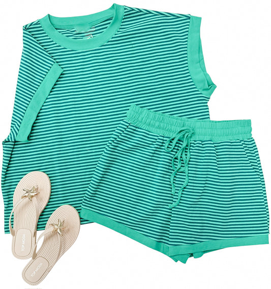 Teal & Navy Darling Stripe Set