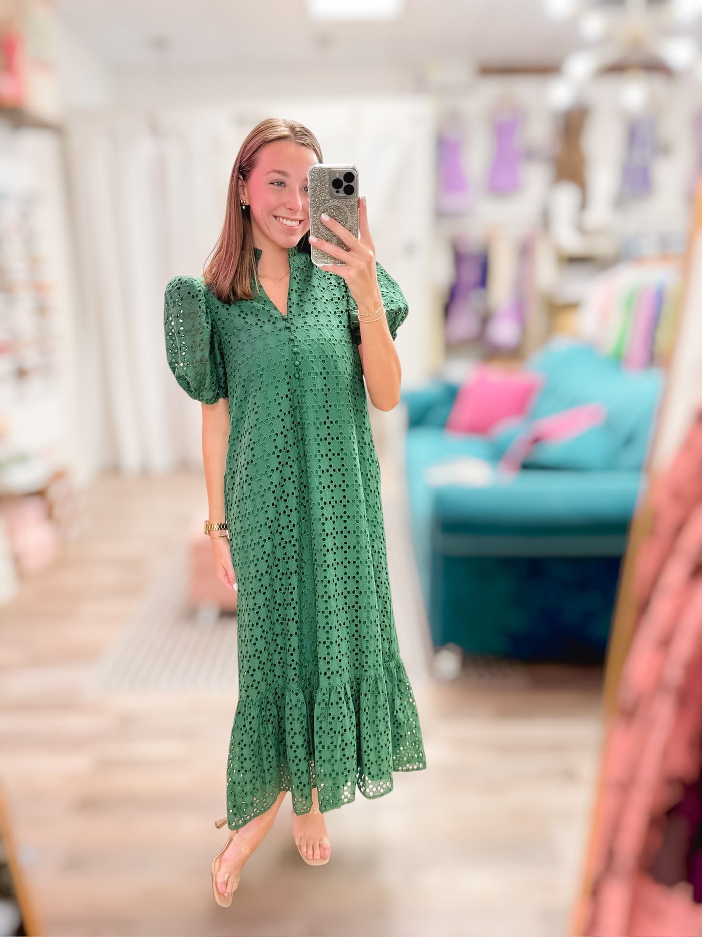Emerald Garden Eyelet Dress