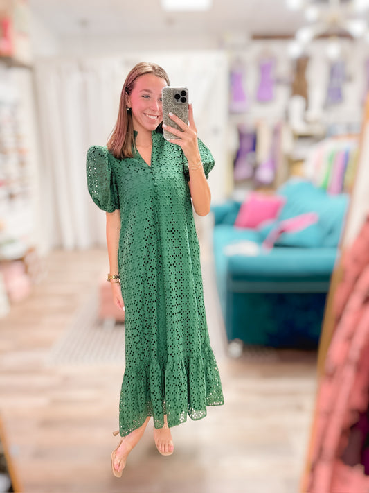 Emerald Garden Eyelet Dress