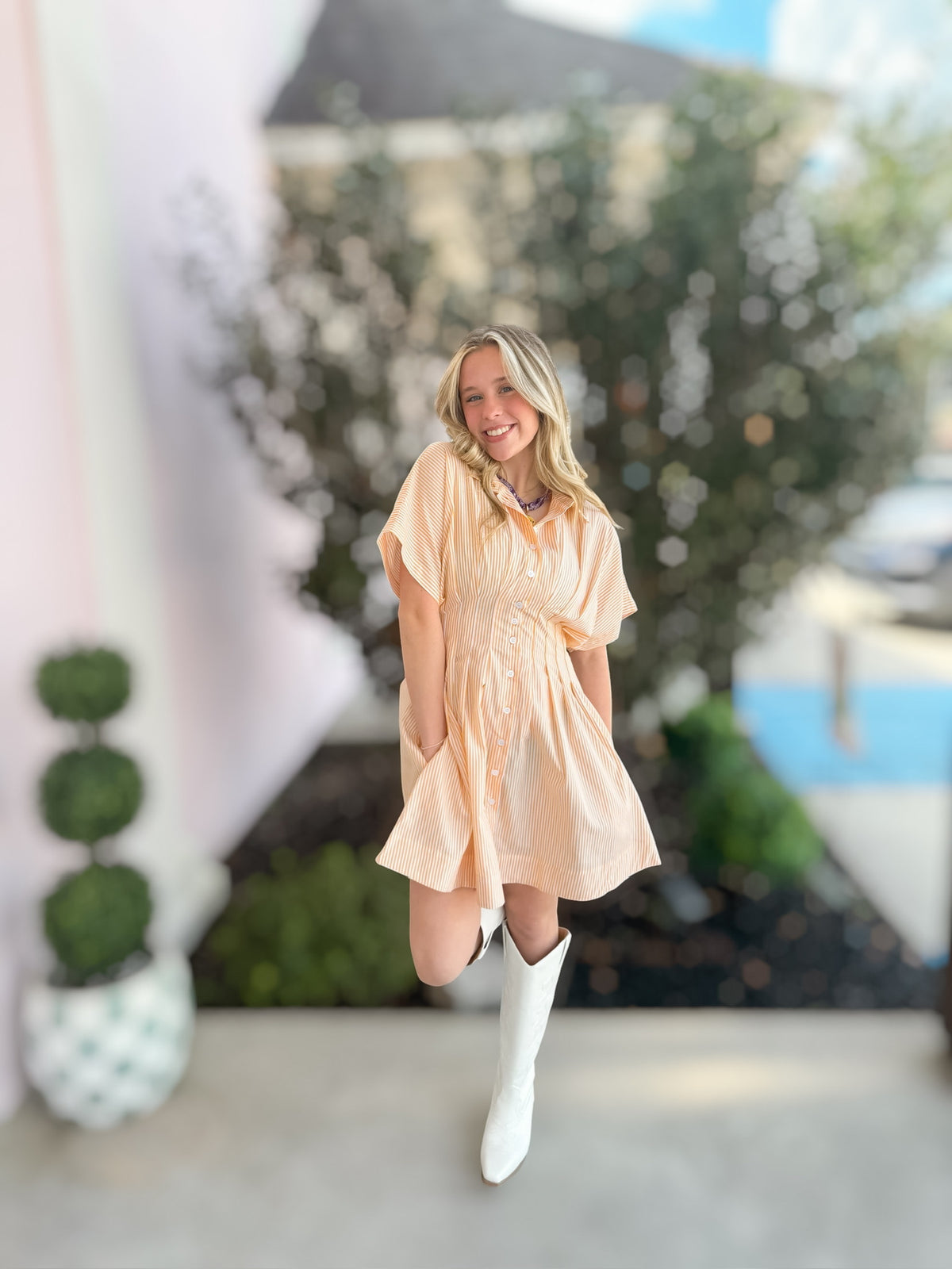 Flatter Me Yellow Striped Dress