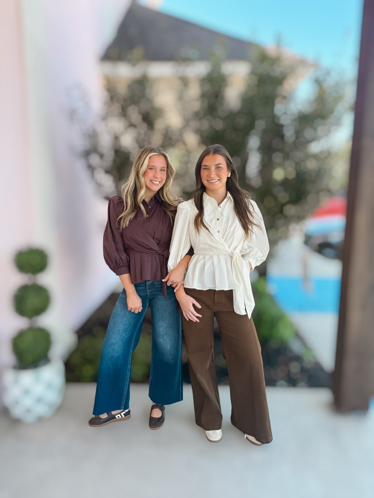 Sweet Chocolate LS Wrap Blouse