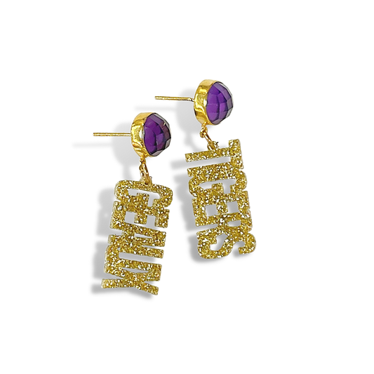 Mini Gold Glitter GEAUX TIGERS Earrings