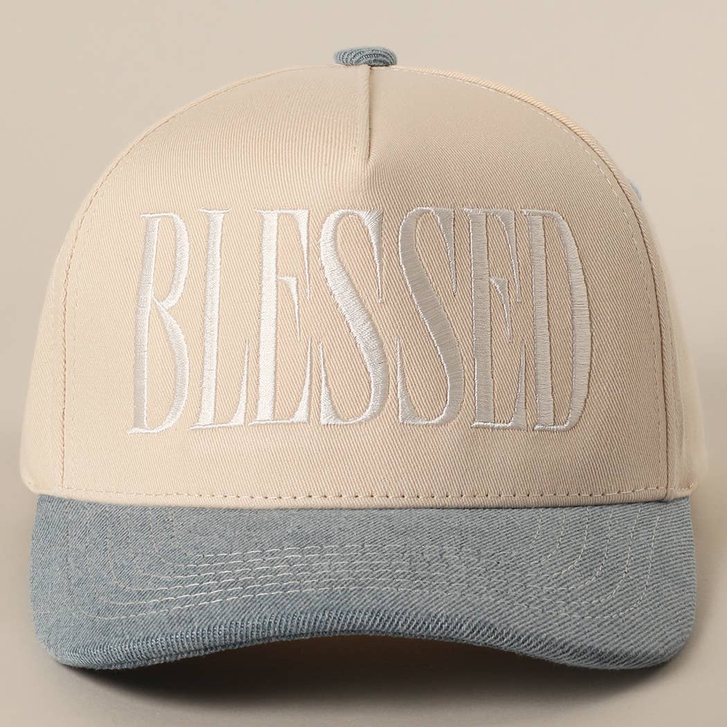 BLESSED Lettering Embroidery Baseball Cap
