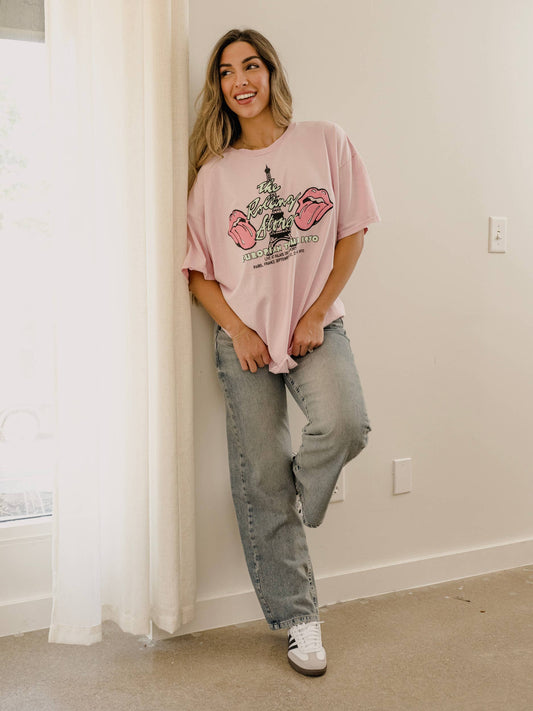Rolling Stones Paris Puff Ink Pink Thrifted Graphic Tee