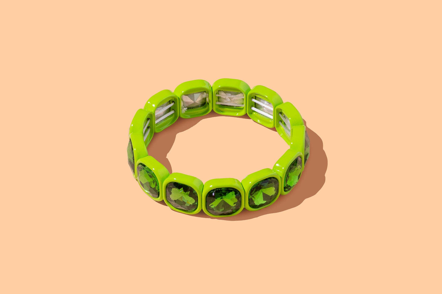 Enamel Stretch Bracelet - Rounded Gems - Elise - Multi Color