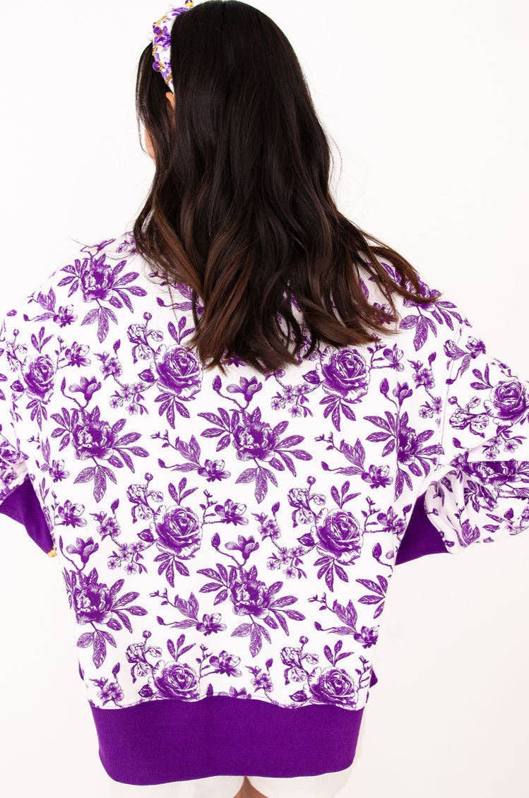 LSU Floral Toile Sweatshirt