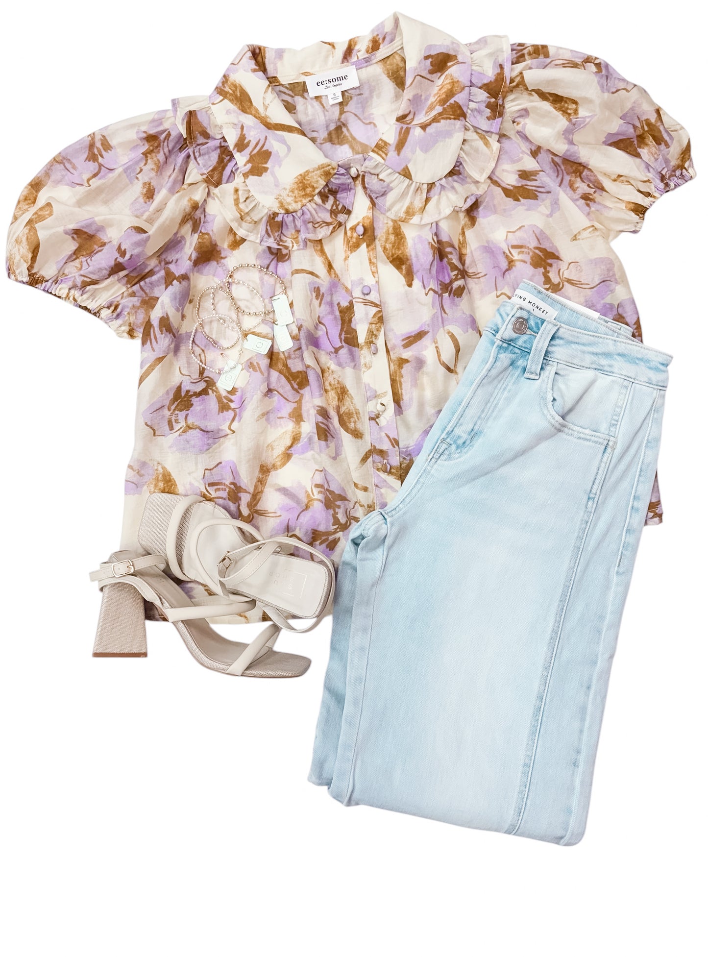 Lilac Florals Puff Sleeve Top