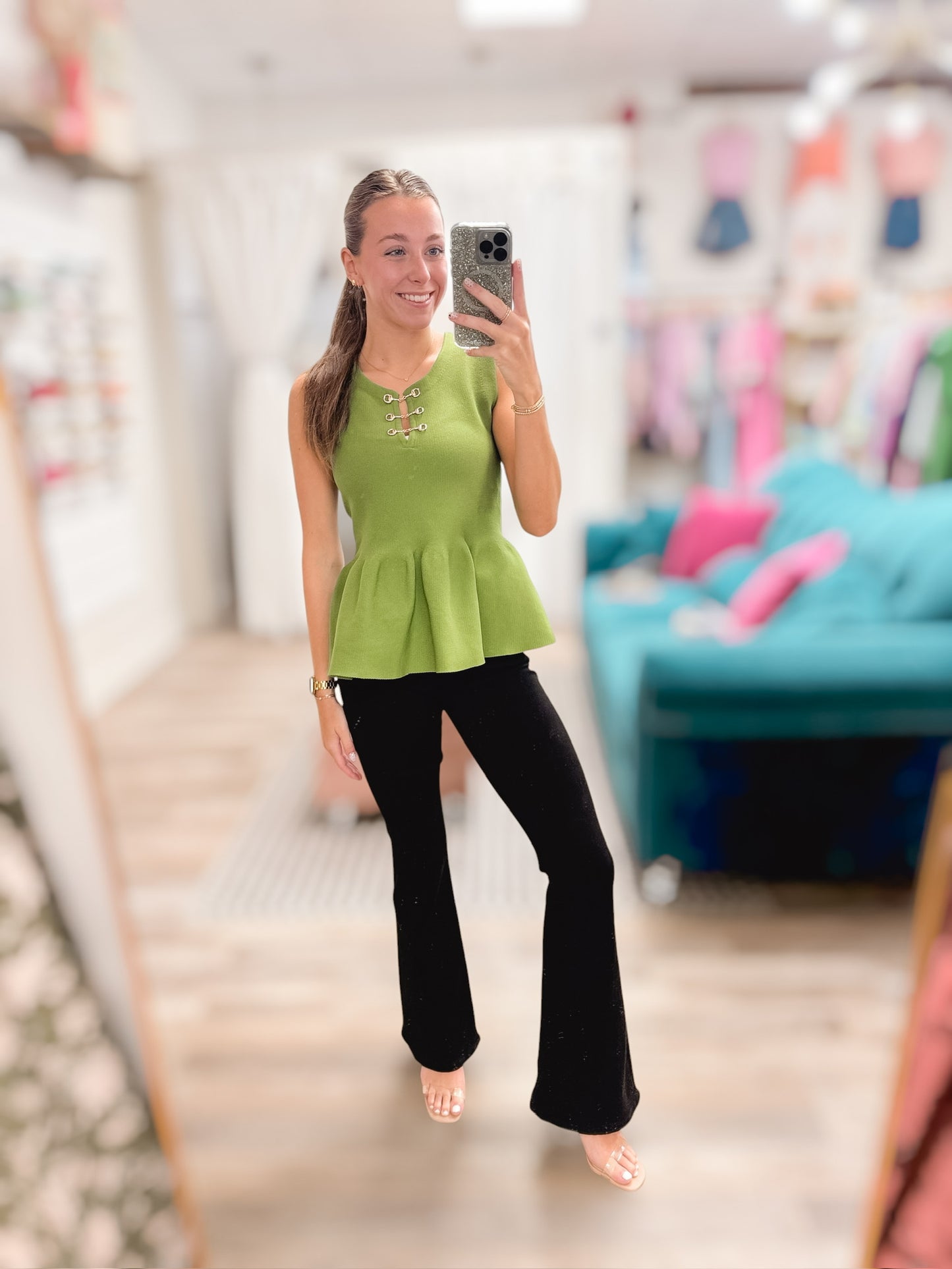 A Bit Too Cute Olive Peplum Top