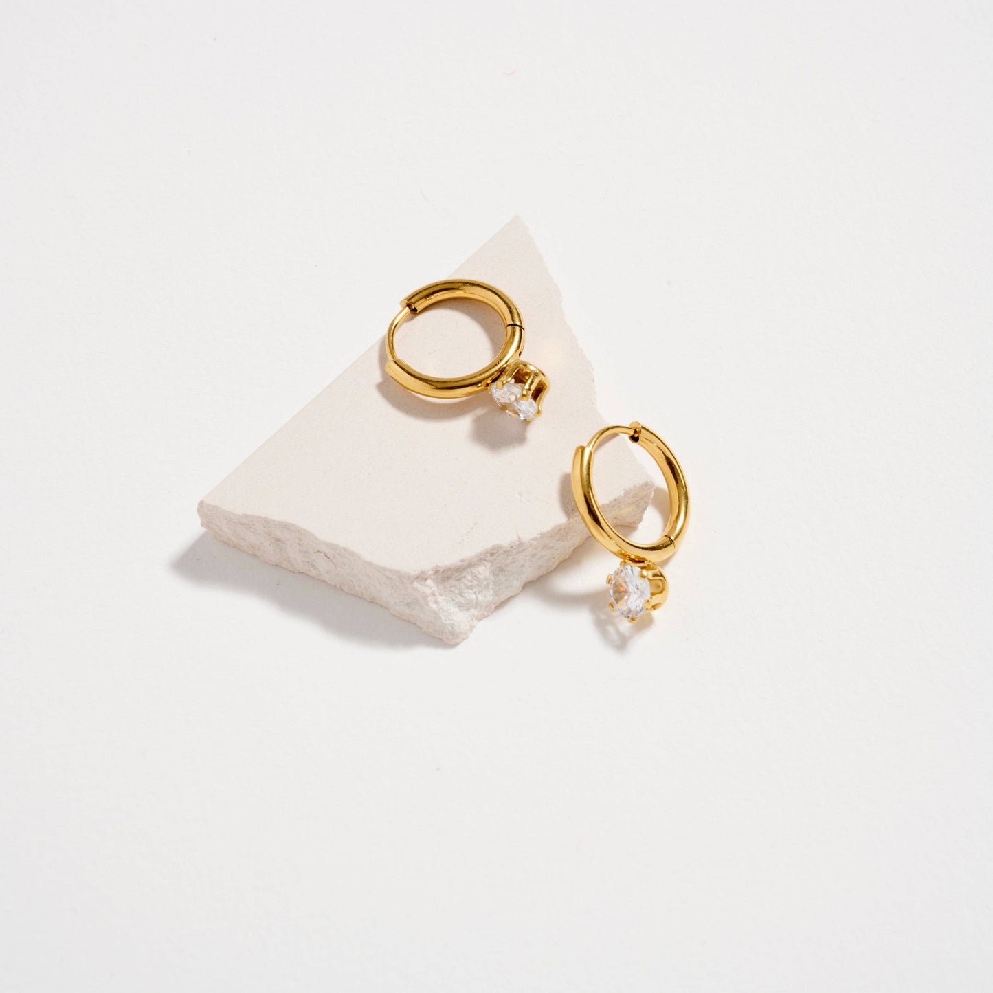 Stainless Steel CZ Drop Hoop Earrings | Hypoallergenic & Tarnish Free