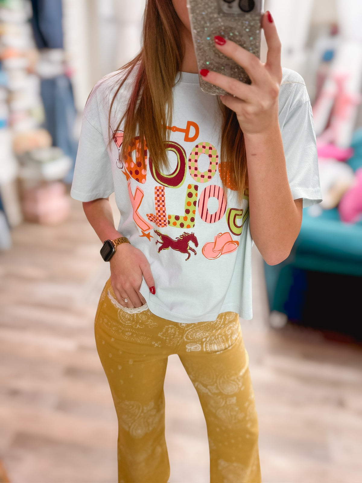 Mustard Bandana Frey Hem Denim