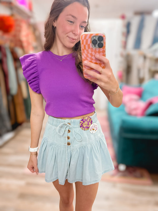 Tied To You Denim Skirt