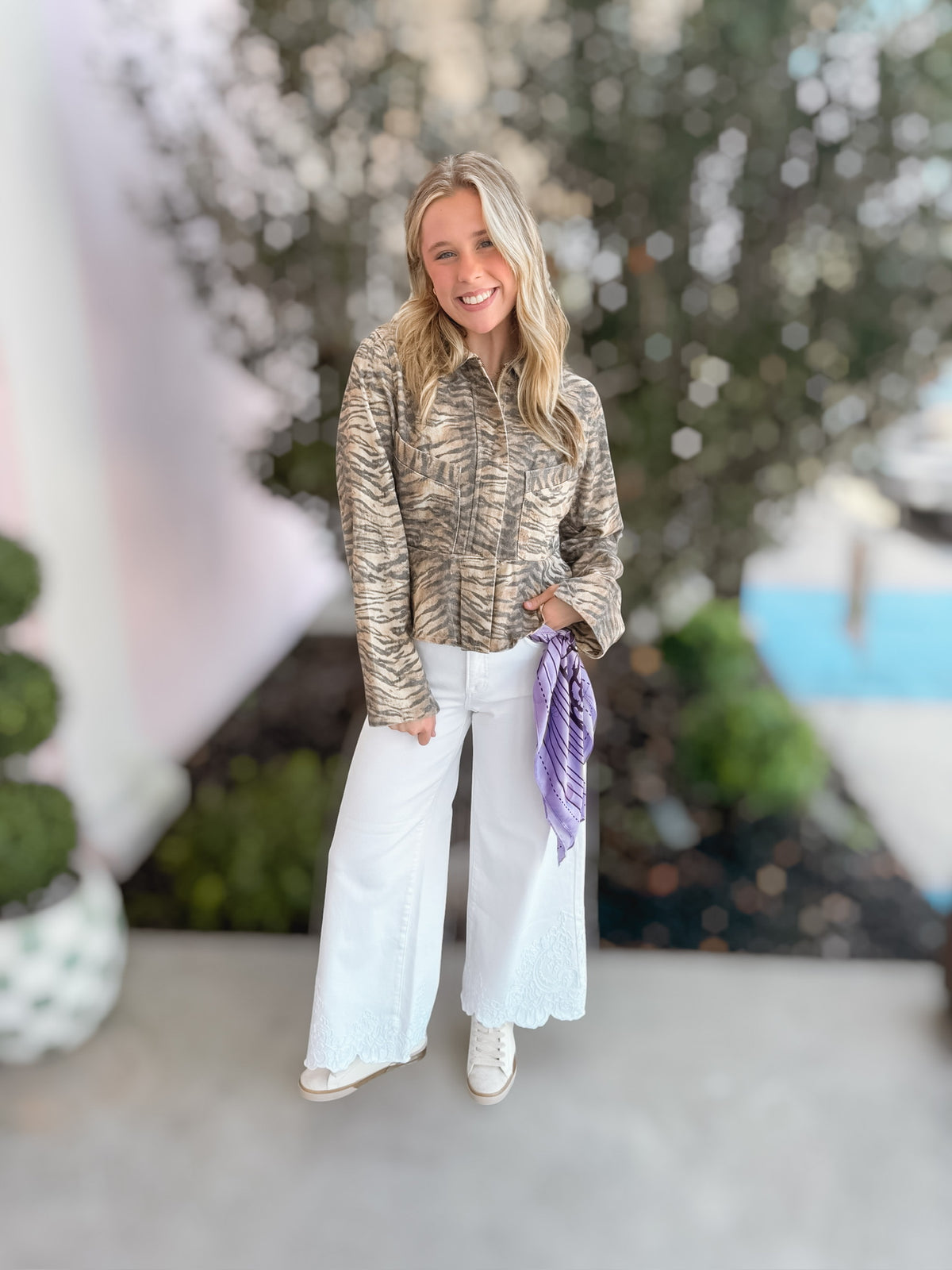 Tiger Love Fitted Peplum Denim Jacket