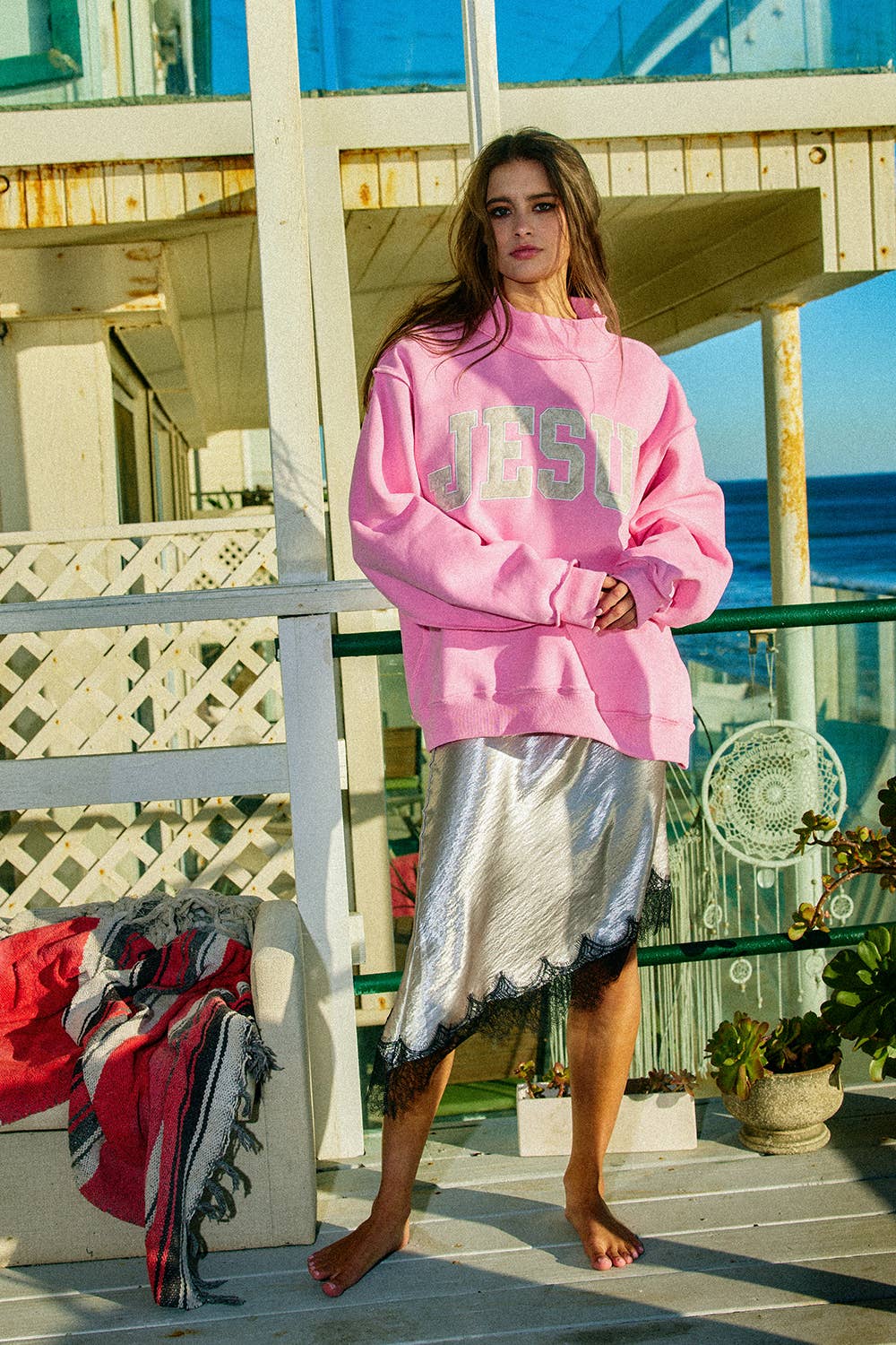 Jesus Embroidered Camouflage Mockneck Sweatshirt