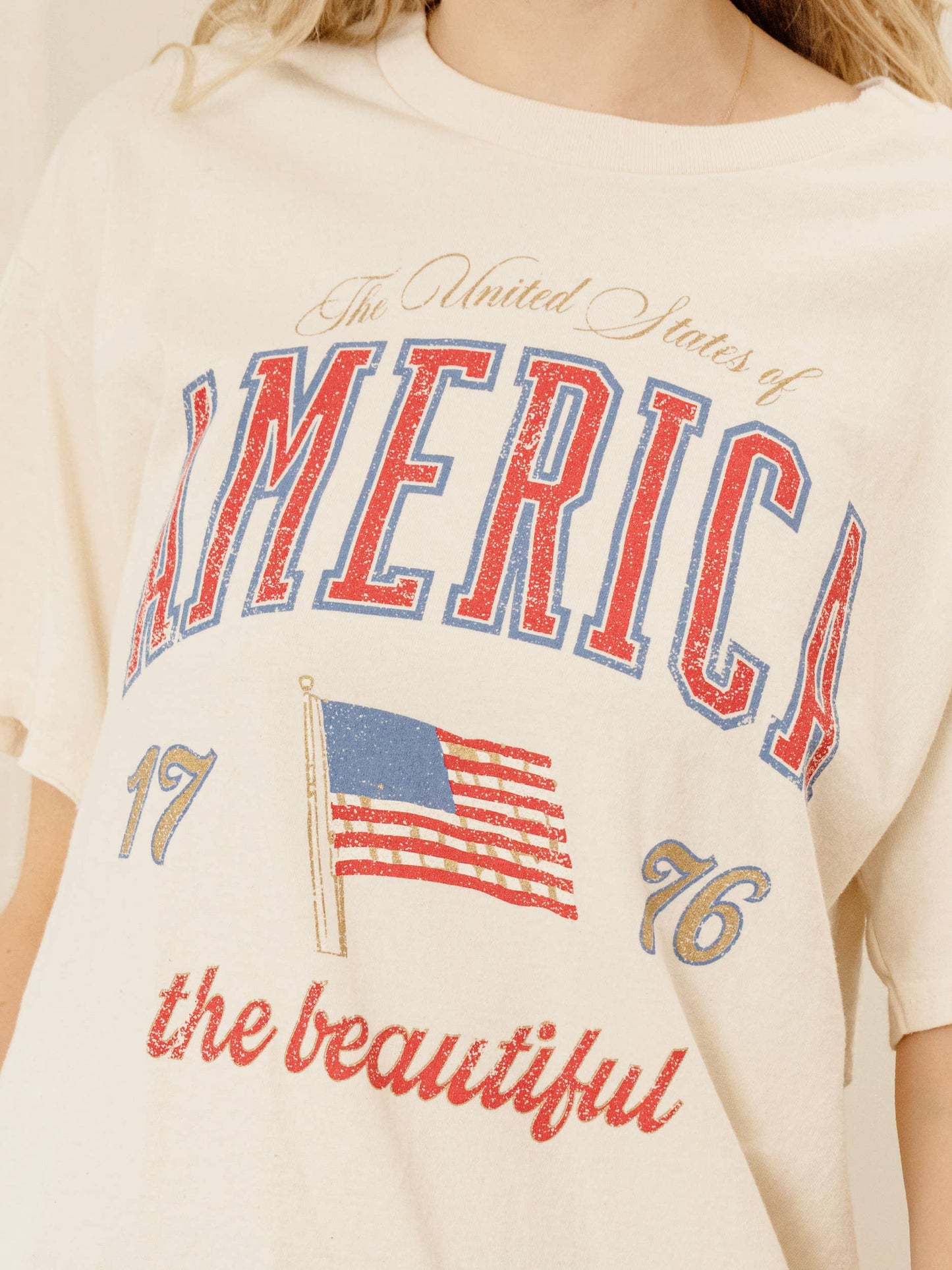 4th of July America USA Wave Arch Thrifted Graphic Tee