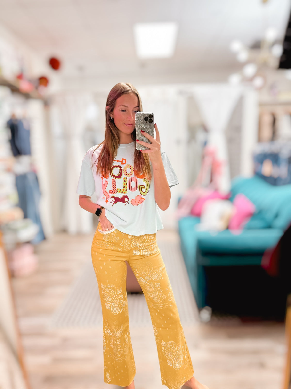 Mustard Bandana Frey Hem Denim