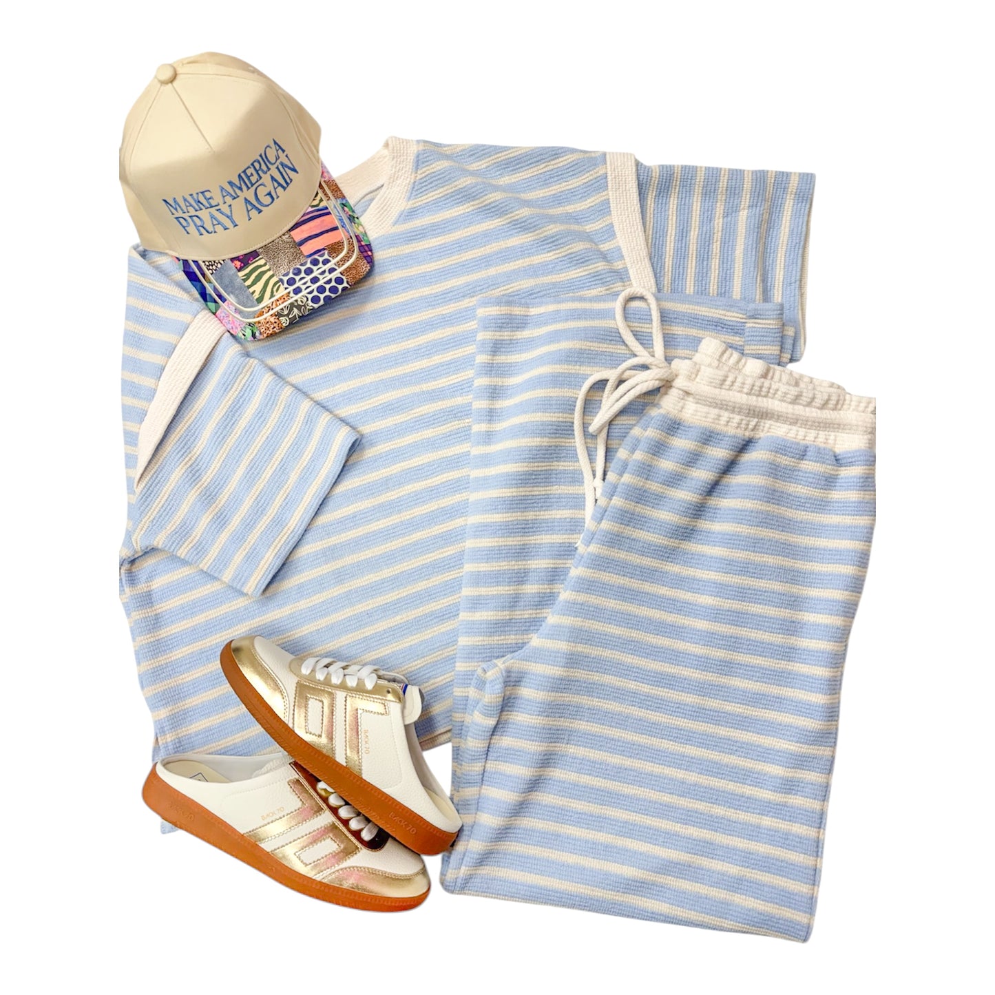 Carolina Blue Cloudy Striped SS Top