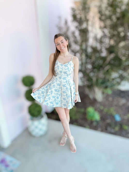 Miss Priss Blue Floral Mini Dress
