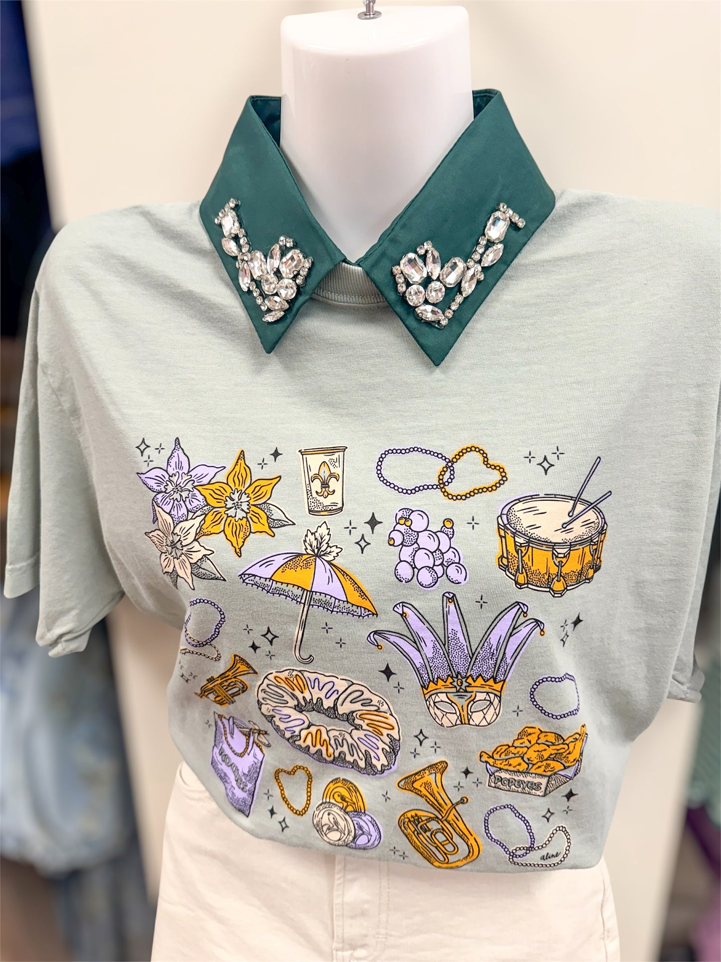 Finishing Touch Dark Green Rhinestone Collar