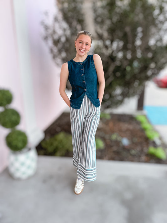 She’s Classy Dark Denim Button Up Vest