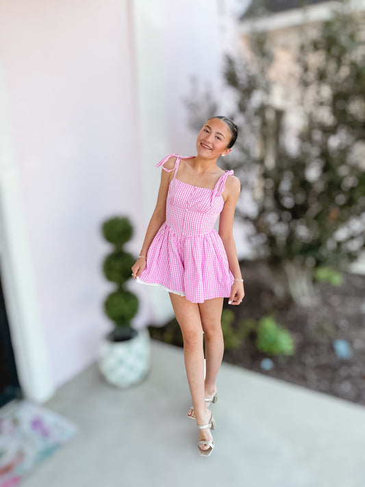 Pink Petals & Lace Corset Romper