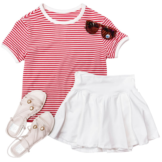 White Mini Circle Skort