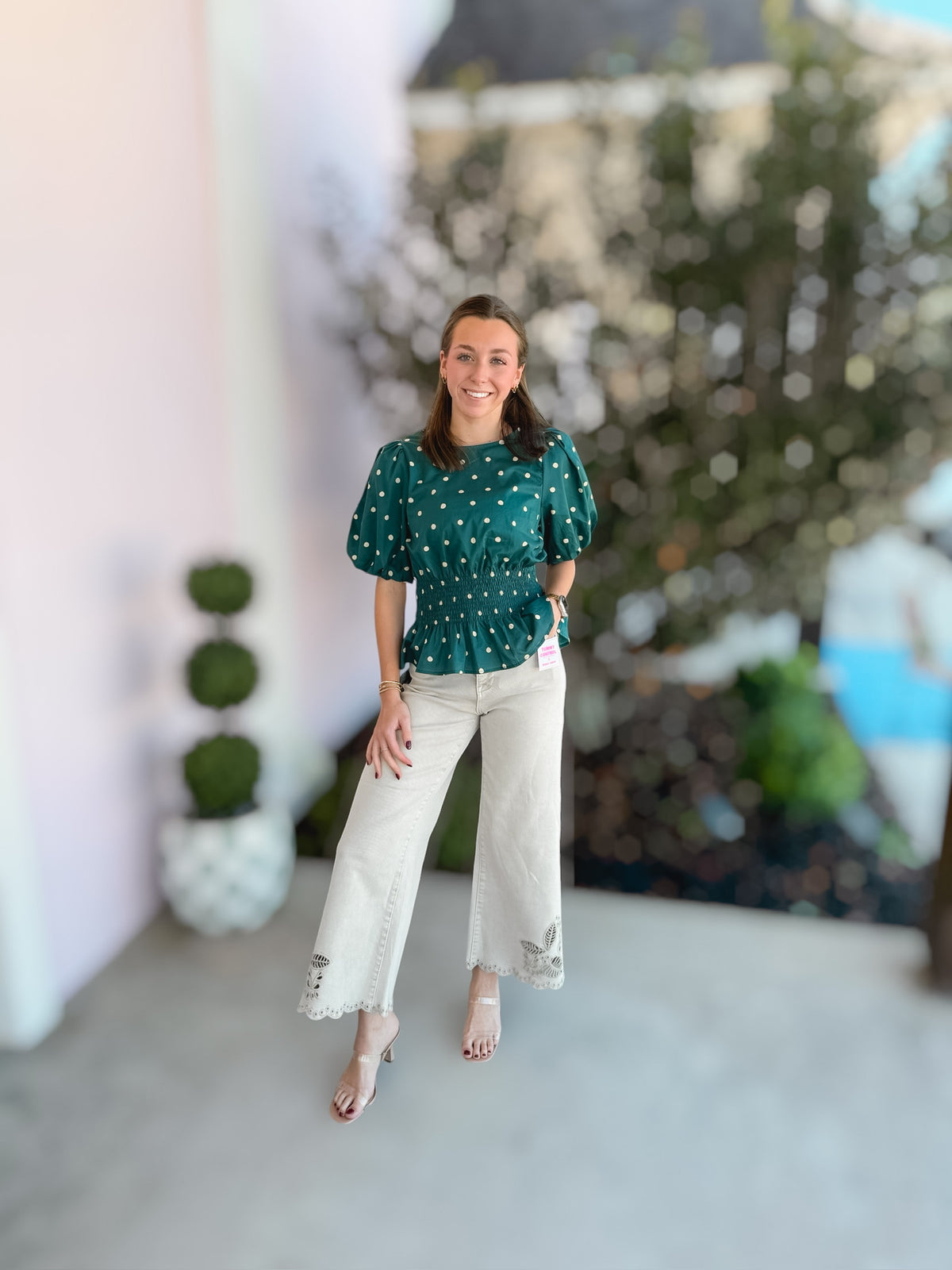Veda Hunter Green Dot Blouse